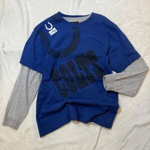 Reebok Indianapolis Colts Double Layer T Shirt Mens XL Blue Gray NFL Football